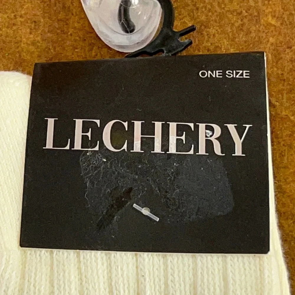 Lechery Women One Size Ivory Ribbed Knit Cotton Blend Slouch Scrunch Socks New